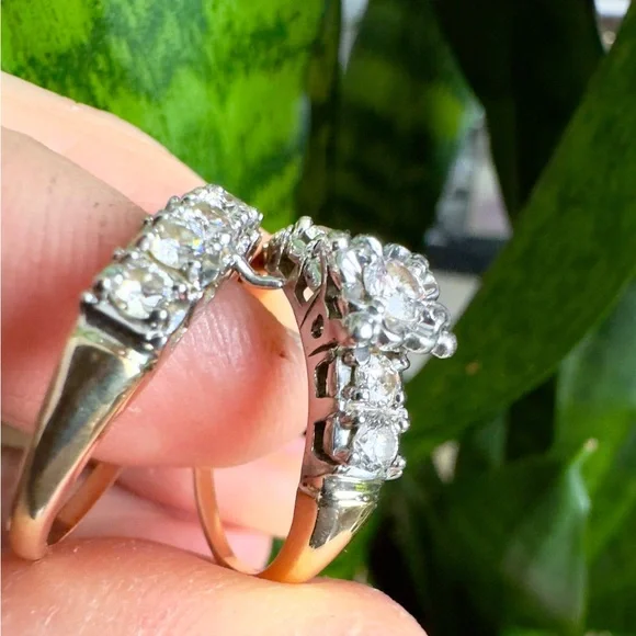 Vintage 14k Diamond Ring Set - Picture 4 of 7